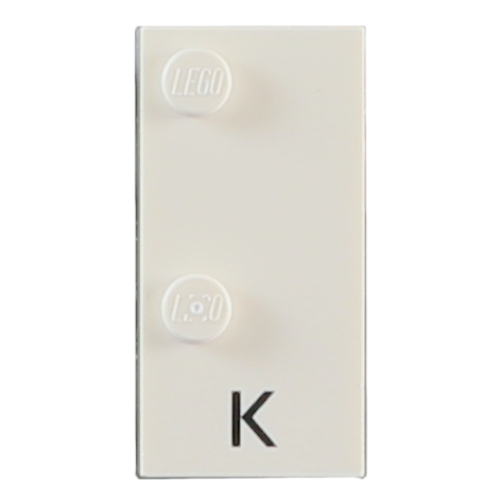 Braille Brick 2 x 4 with 2 Studs ⠅ and 'K' Print (White)