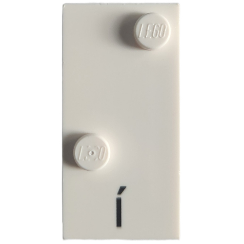 Braille Brick 2 x 4 with 2 Studs ⠌ and 'Í' Print (White)