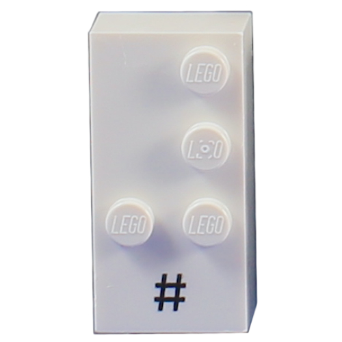 Braille Brick 2 x 4 with 4 Studs ⠼ and '#' Print (White)