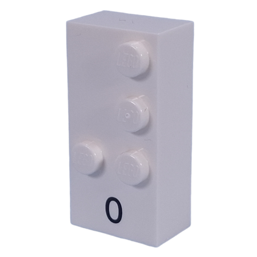Braille Brick 2 x 4 with 4 Studs ⠼ and '0' Print (White)