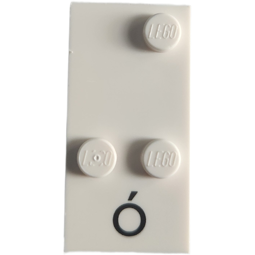 Braille Brick 2 x 4 with 3 Studs ⠬ and 'Ó' Print (White)