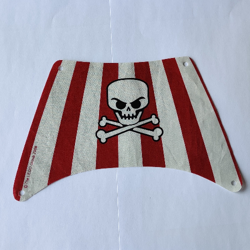 Sail, Rectangle, 27 x 17 with Red Stripes, Skull Crossbones (White)