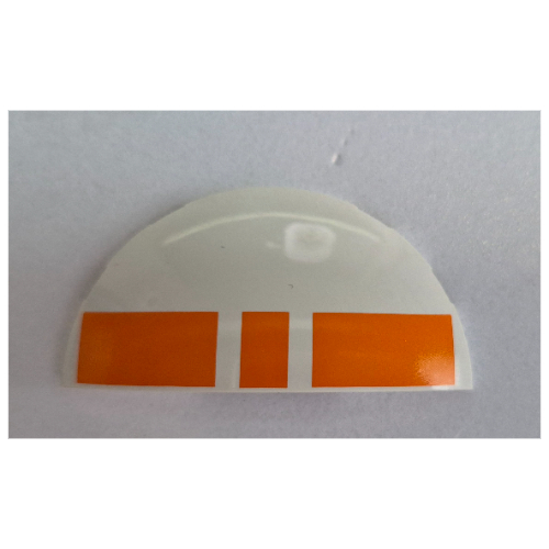 Brick Round 3 x 6 Half Circle with Orange Rectangles Print (White)