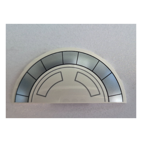 Brick Round 3 x 6 Half Circle with Silver Band Print (White)