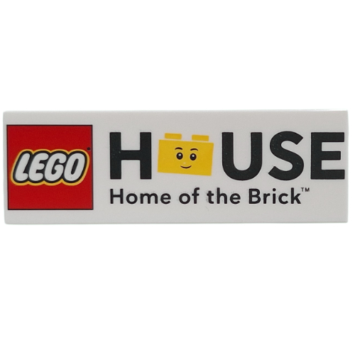 Tile 2 x 6 with 'LEGO HOUSE Home of the Brick' Print (White)