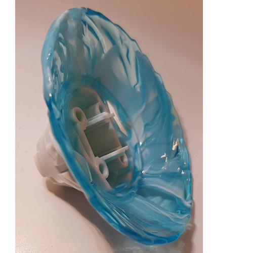 Brick Round Cone Spinner with Marbled Trans-Light Blue Pattern (White)