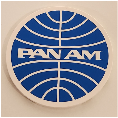 Tile Round 6 x 6 with Blue 'PAN AM' logo Print (White)
