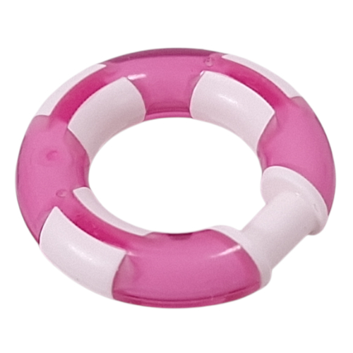 Ring with Bar (Life Preserver) with Trans-Pink Pattern (White)