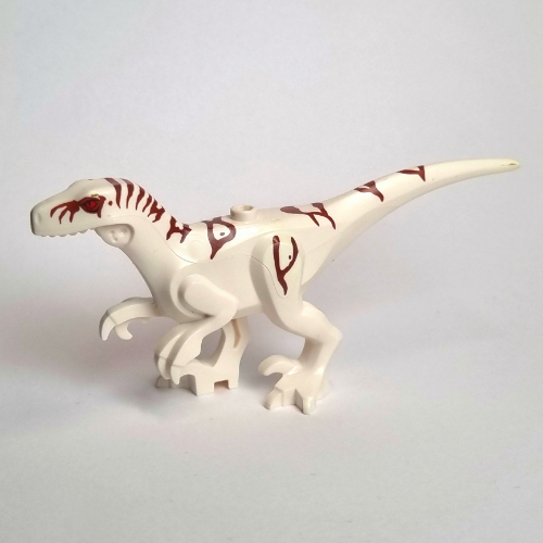 Animal, Dinosaur, Atrociraptor with Red Eyes, Reddish Brown Stripes Print (White)