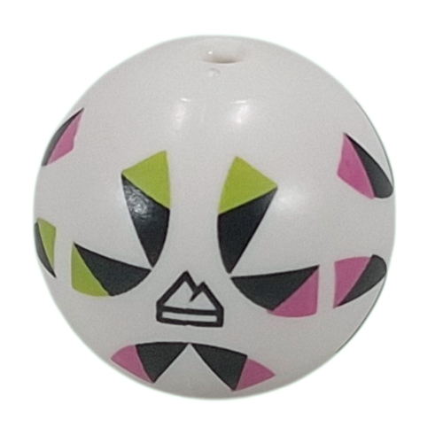 Minifig Head Special, Sphere Football with Black/Lime/Dark Pink Shapes, Black Mountain Peaks Print (White)