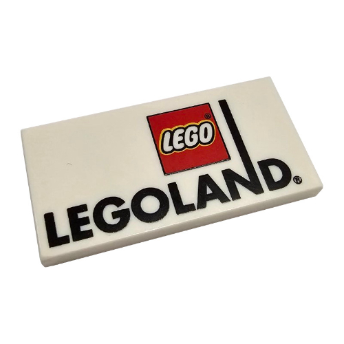 Tile 2 x 4 with LEGO Logo and 'LEGOLAND' Print (White)