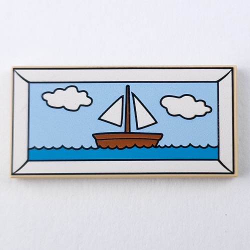 Tile 2 x 4 with Painting of Sail Boat Print (Tan)