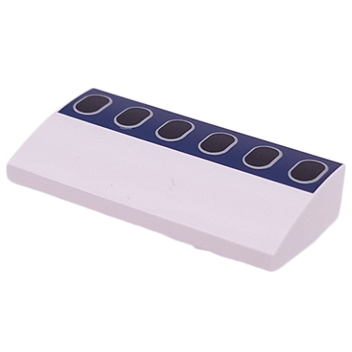 Brick Curved 2 x 4 x 2/3 No Studs with Dark Blue Stripes, Black Airplane Windows Print (White)