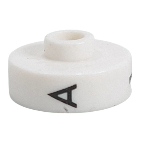 Pen Bead, Round Short, Flat Edge with 'A', '1', 'N' Print (White)