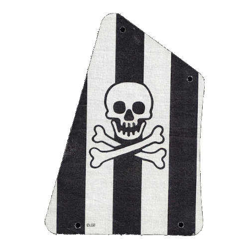 Sail, with 4 Holes, and Black Stripes, Skull and Crossbones Print (White)