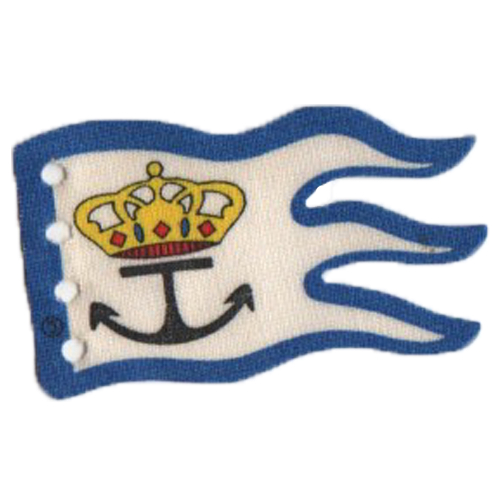 Flag 8 x 5 Wave with Blue Border and Crown and Anchor Print (White)