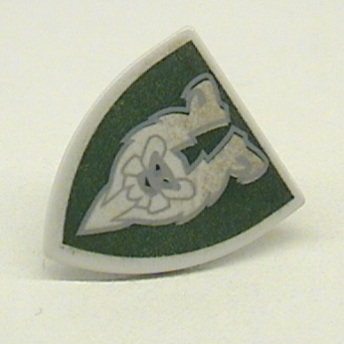 Shield Triangular with Dark Green and Gold Rascus Monkey Print (Very Light Bluish Gray)