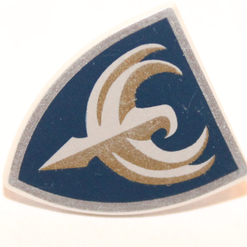 Shield Triangular with Dark Blue and Gold Jayko Hawk Print (Very Light Bluish Gray)