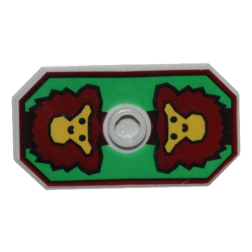 Shield Rectangular with Stud, Knights Kingdom Rascus Monkey Print (Very Light Bluish Gray)