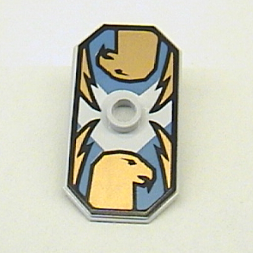 Shield Rectangular with Stud, Knights Kingdom Jayko Hawk Print (Very Light Bluish Gray)