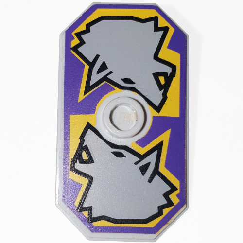 Shield Rectangular with Stud, Knights Kingdom Danju Wolf Print (Very Light Bluish Gray)