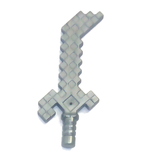 Weapon Sword with Bend Tip, Pixelated (Flat Silver)