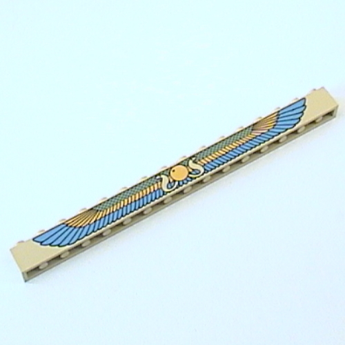 Brick 1 x 16 with Wings Green/Orange/Blue Print (Tan)