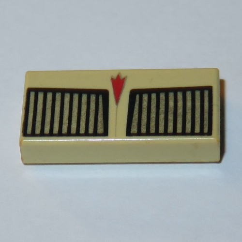 Tile 1 x 2 with Car Grill and Red Arrow Print (Tan)