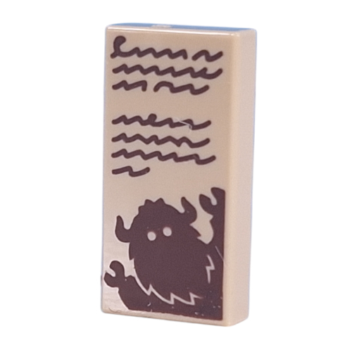 Tile 1 x 2 with Dark Brown Scribbles, Bogeyman Print (Tan)