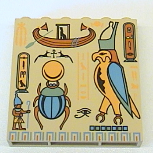 Brick 1 x 6 x 5 with Hieroglyphs and Bird Print (Tan)