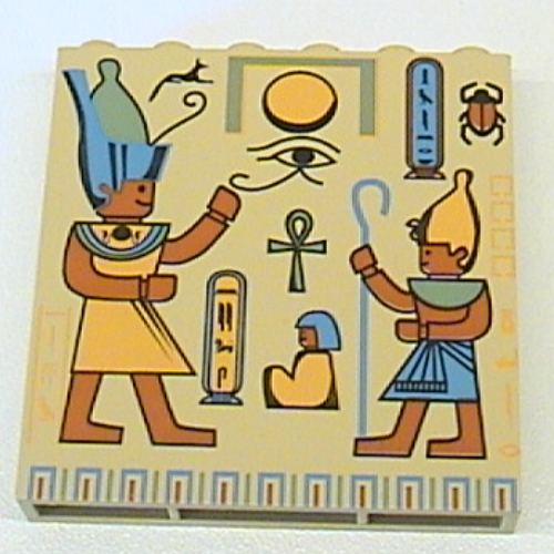 Brick 1 x 6 x 5 with Hieroglyphs and Minifig Print (Tan)