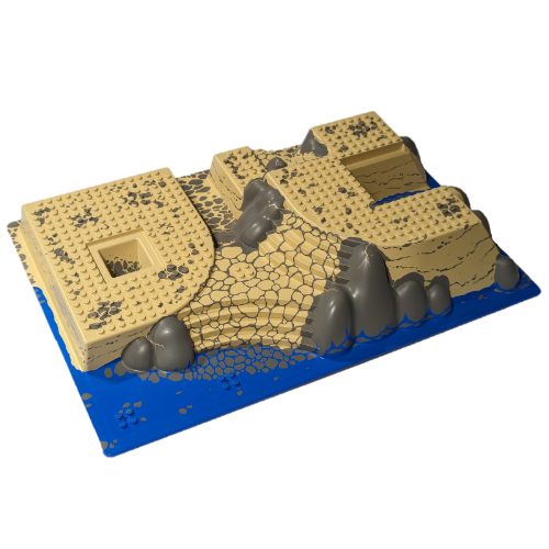 Baseplate Raised 32 x 48 x 6 with Front and Back Steps and Rocks, Water, and Sand Print (Tan)