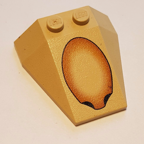 Brick Wedged, Sloped 4 x 4 Triple, No Stud Notches with Brown Oval Print (Tan)
