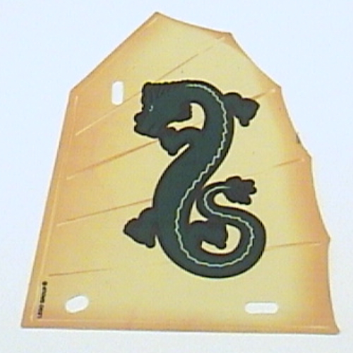 Sail, Angular, Junk with Green Oriental Dragon Print (Tan)
