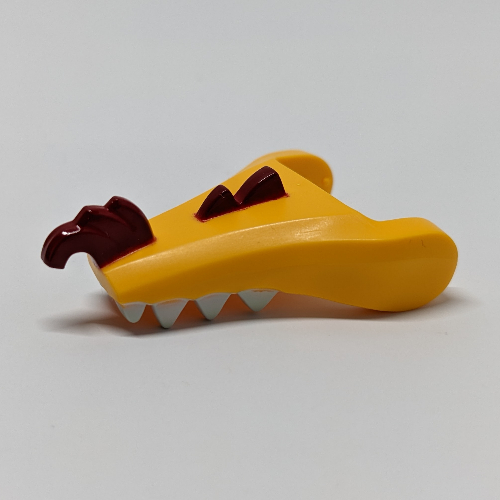 Creature Body Part, Dragon Head Lower Jaw with White Teeth, Dark Red Beard (Bright Light Orange)