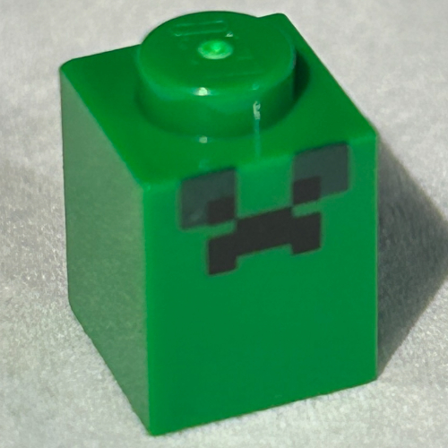 Brick 1 x 1 with Pixelated Back Face (Creeper) Print (Green)