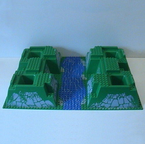 Baseplate Raised 32 x 48 x 6 with 4 Corner Pits and River Print (Green)