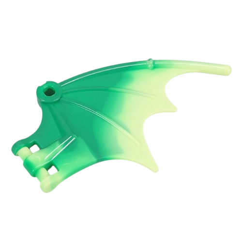 Creature Body Part, Dragon / Thestral Wing with Bar Connection and Marbled Yellowish Green Pattern (Green)