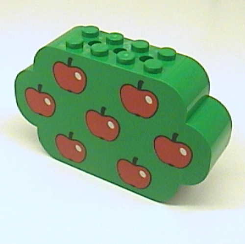 Brick Curved 2 x 8 x 4 Triple Curved Ends with 7 Apples Print (Green)