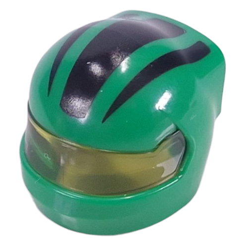 Helmet, Formula 1 with Trans-Yellow Visor Pattern and Black Stripes Print (Green)