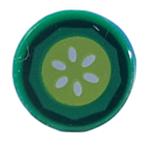 Tile Round 1 x 1 with Cucumber Slice Print (Green)