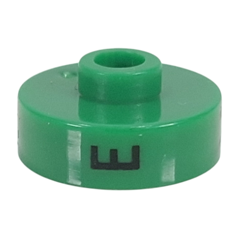 Pen Bead, Round Short, Flat Edge with 'E', 'N', 'B' Print (Green)