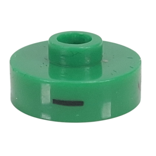Pen Bead, Round Short, Flat Edge with 'I', '6', 'R' Print (Green)