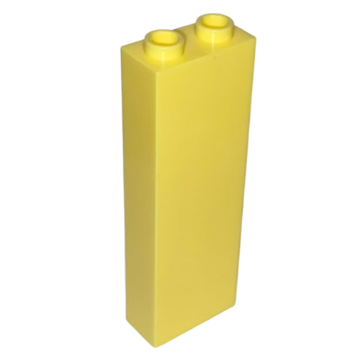 Brick 1 x 2 x 5 with Blocked Open Studs and Bottom Stud Holder with Asymmetric Ridges (Bright Light Yellow)