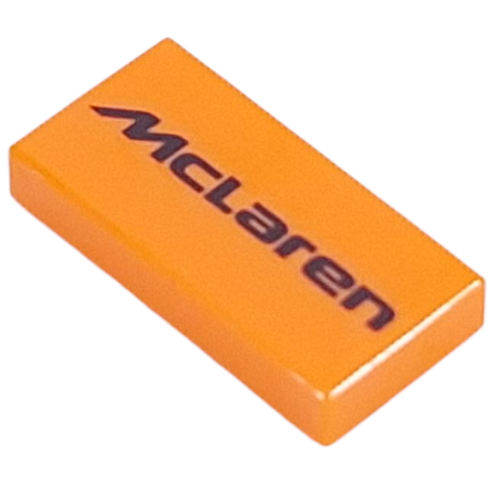 Tile 1 x 2 with Black 'McLaren' Print (Orange)