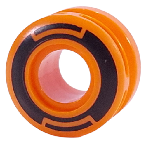 Wheel 11 x 8 with Center Groove, One Smooth Side with Black Circles Print (Orange)
