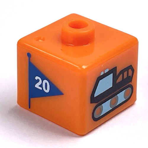 Pen Bead, Square with Tracked Snow Truck and Flag Print (Orange)