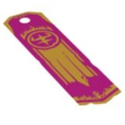 Banner, Gold Trim and Symbols Print (Magenta)