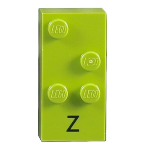 Braille Brick 2 x 4 with 4 Studs ⠵ and 'Z' Print (Lime)