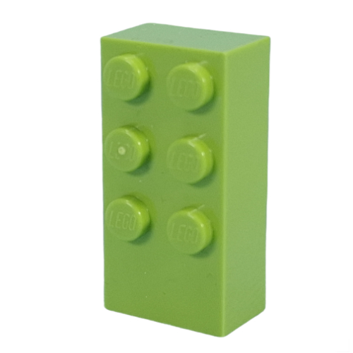 Braille Brick 2 x 4 with 6 Studs ⠿ (Lime)